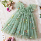 Korean Flower Embroidery Chiffon Skirt for Girls
