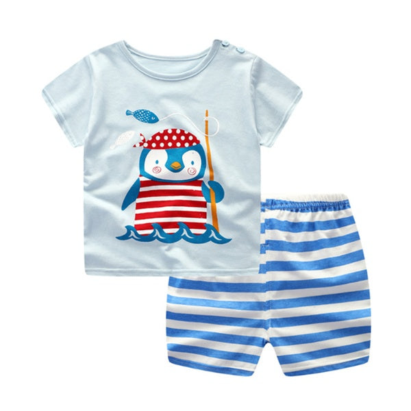 Baby Boy and Girl Cartoon T-Shirt Summer Clothing Set