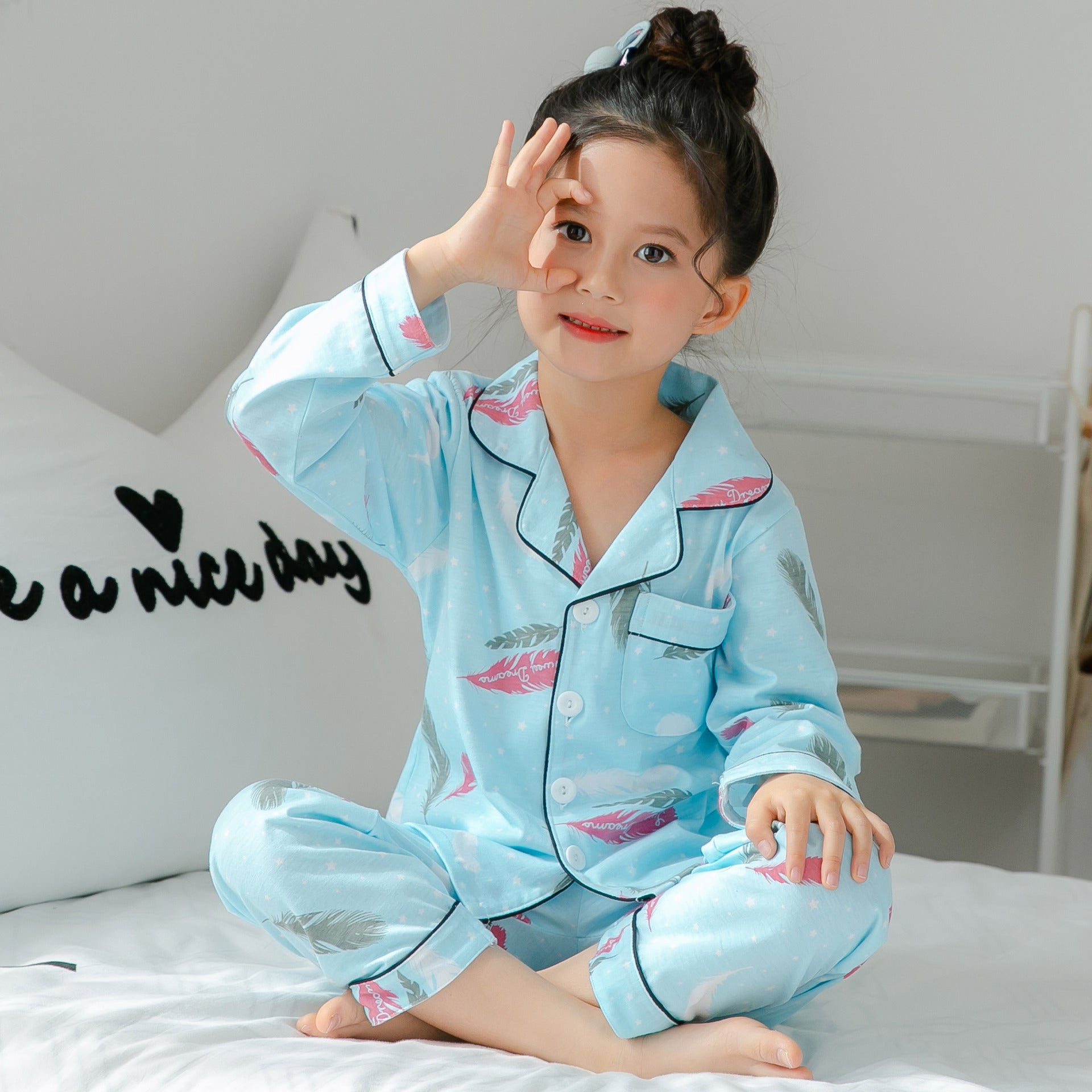Children's Cotton Pajamas with Stripes and Fleece Thickness