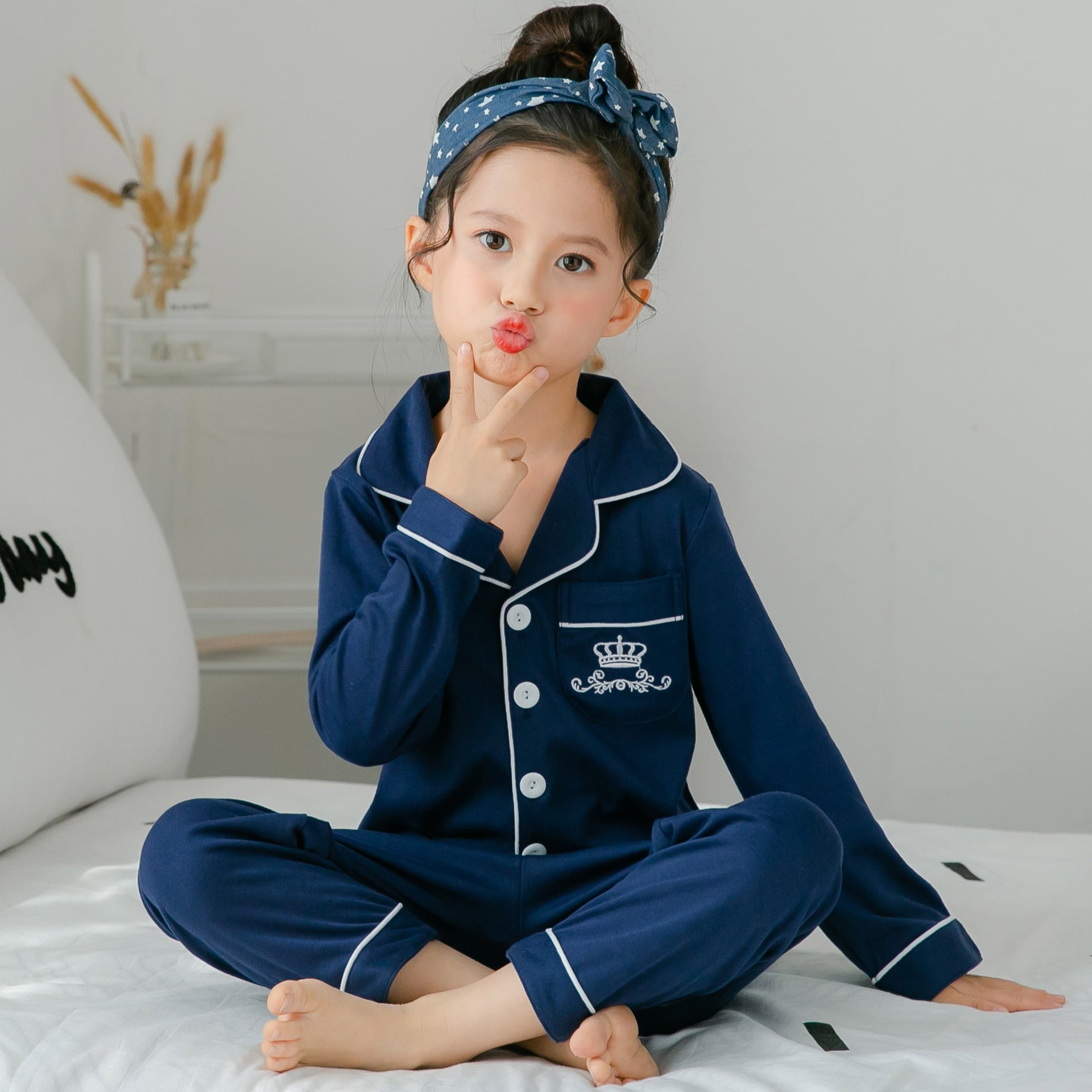 Children's Cotton Pajamas with Stripes and Fleece Thickness