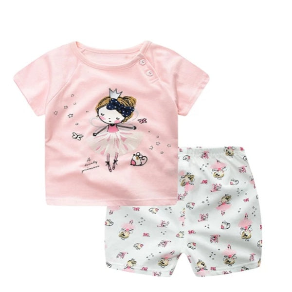 Baby Boy and Girl Cartoon T-Shirt Summer Clothing Set