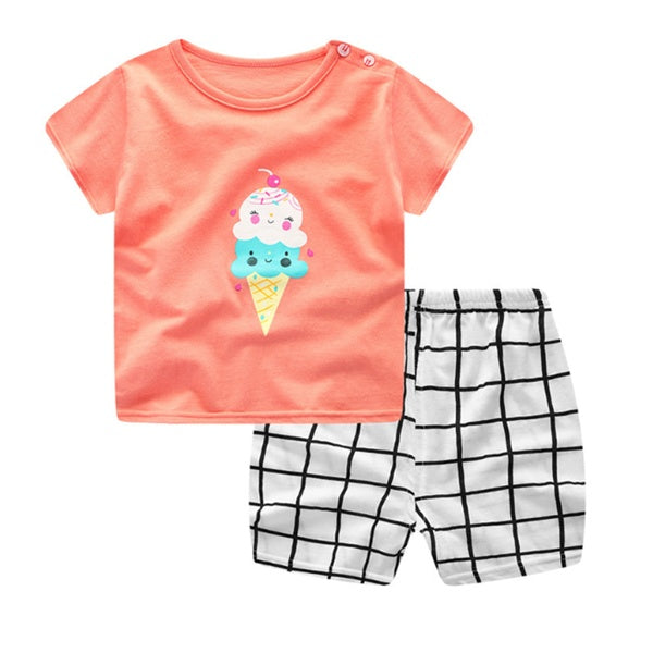 Baby Boy and Girl Cartoon T-Shirt Summer Clothing Set