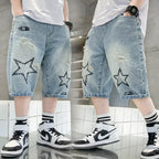 Boys Denim Shorts Blue Casual Knee Length Pants 5-14 Years