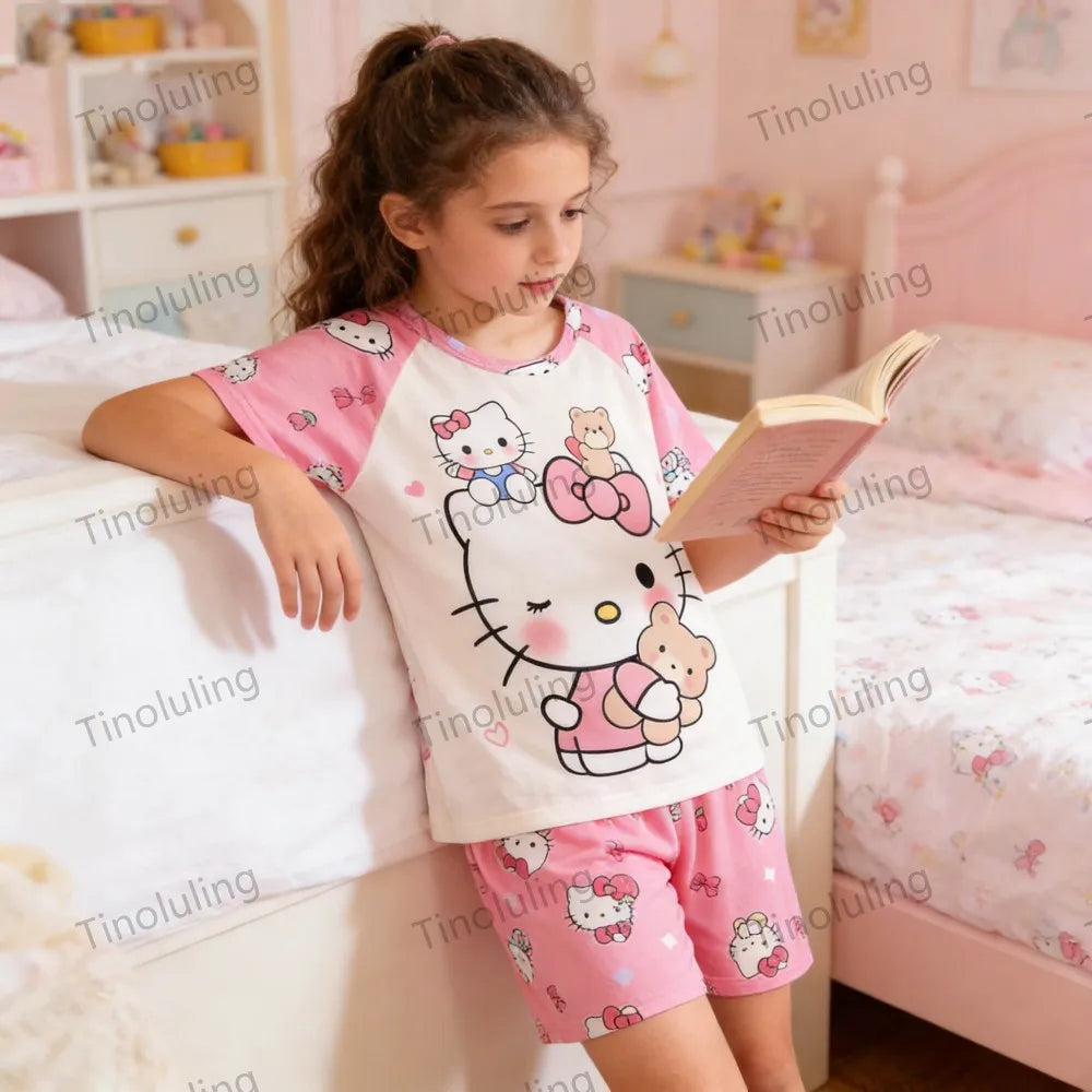 Hello Kitty Girls Summer Pajamas Set for Ages 3 to 12