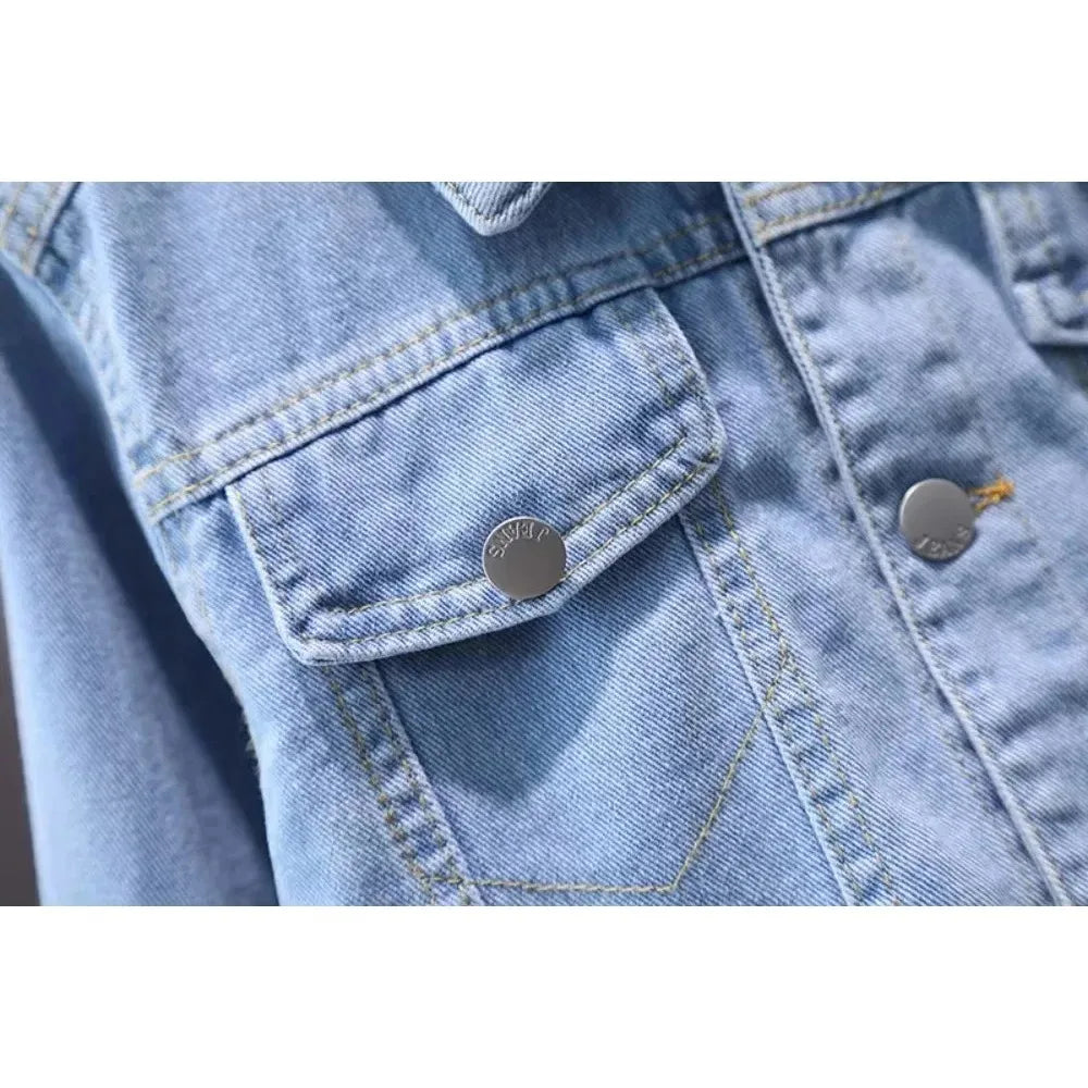 Denim Jacket for Girls Spring Casual Outerwear 7-12Y