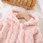 Baby Girl Coat Winter Solid Colour Lambswool Hooded Long Sleeve Girls Coat Cute Girls Warm Clothing