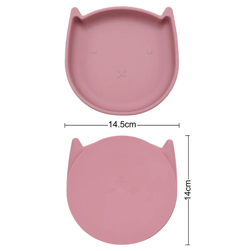 Silicone Cookware Cartoon Animal Feeding Solid Food Baby Dishes Plate Toddle Training Non-slip Suction Tray Children's Tableware