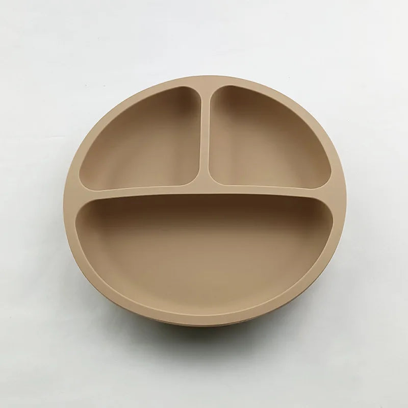 Baby Safe Sucker Silicone Dining Plate Solid Cute Cartoon Children Dishes Suction Toddler Training Tableware Kids Feeding Bowls