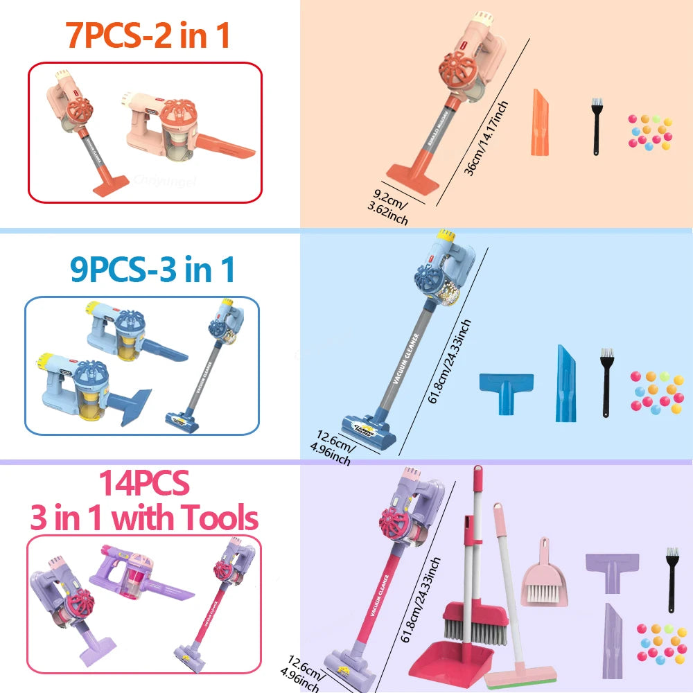 Kids Simulation Electric Vacuum Cleaner Toy Set Housekeeping Role Play Educational Toys for Toddlers Perfect Gift for Girls Boys