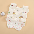 3 Baby Bibs, Soft Petal-Printed Baby Saliva Towels, Universal Feeding Bibs for Babies, Suitable for Use at Home and When Going Out