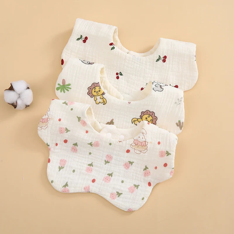 3 Baby Bibs, Soft Petal-Printed Baby Saliva Towels, Universal Feeding Bibs for Babies, Suitable for Use at Home and When Going Out
