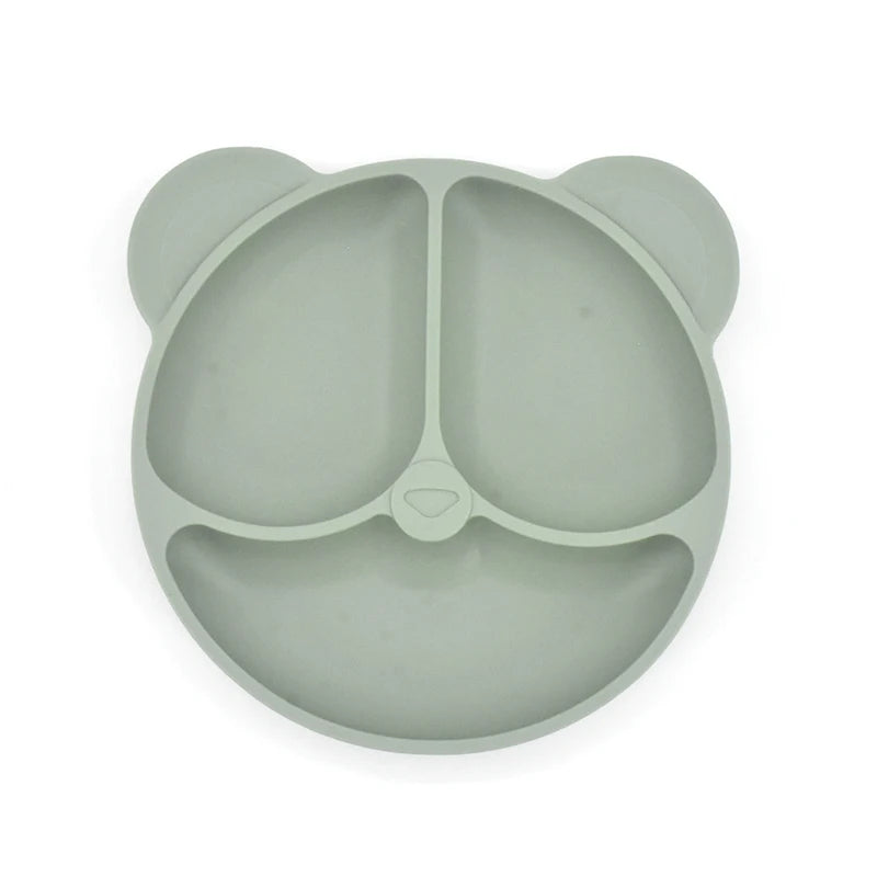 Baby Safe Sucker Silicone Dining Plate Solid Cute Cartoon Children Dishes Suction Toddler Training Tableware Kids Feeding Bowls