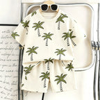 Toddler Animal Print Summer Outfit Set 2pcs Tee and Shorts