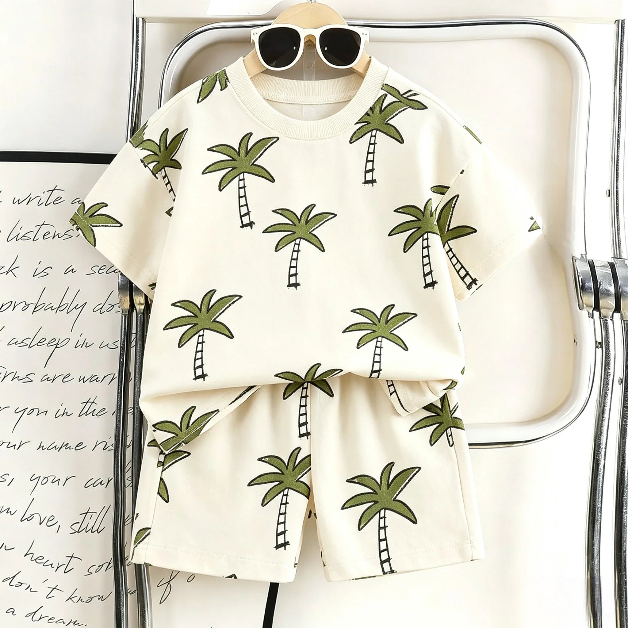 Toddler Animal Print Summer Outfit Set 2pcs Tee and Shorts