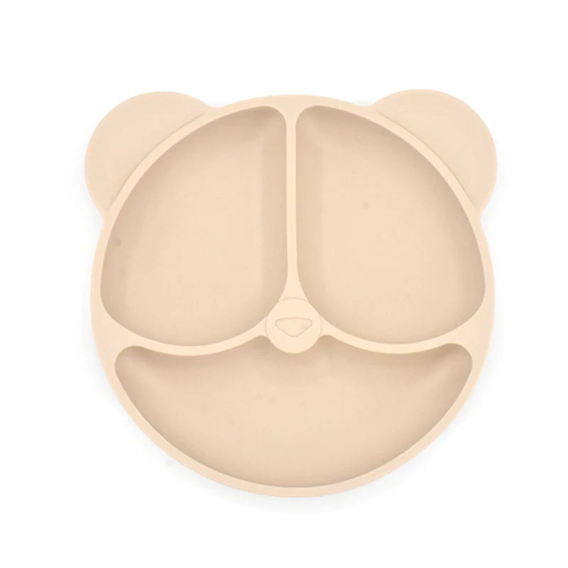 Baby Safe Sucker Silicone Dining Plate Solid Cute Cartoon Children Dishes Suction Toddler Training Tableware Kids Feeding Bowls