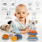 Baby Silicone Building Blocks Montessori Toys for Babies Squeeze Stacker & Teething Toys Early Learning Toy Toddler Boys Girls