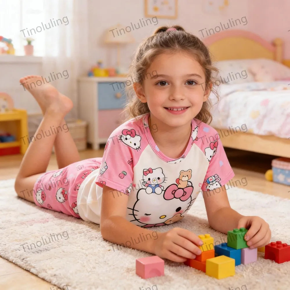 Hello Kitty Girls Summer Pajamas Set for Ages 3 to 12