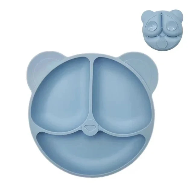 Baby Safe Sucker Silicone Dining Plate Solid Cute Cartoon Children Dishes Suction Toddler Training Tableware Kids Feeding Bowls
