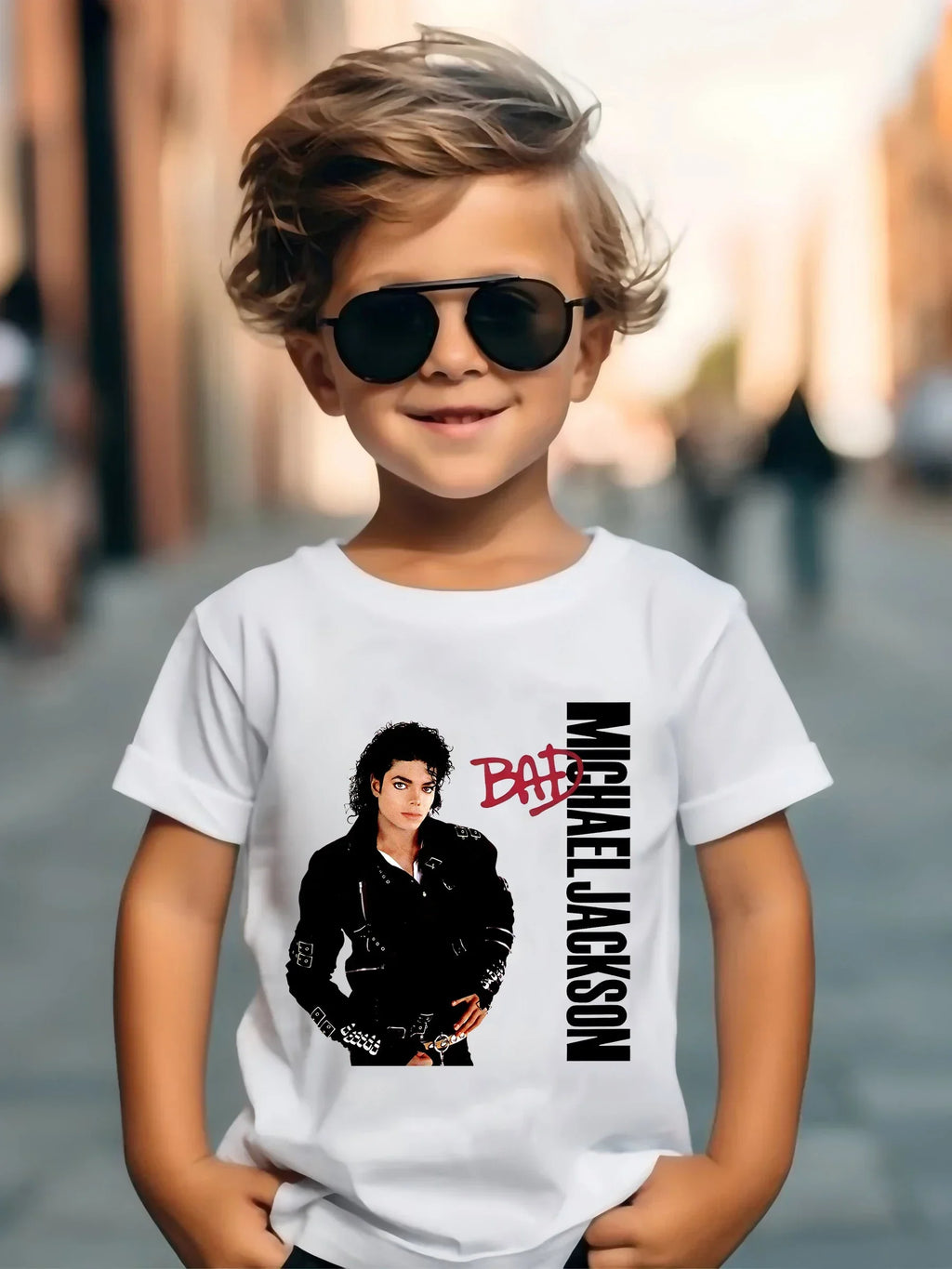 Michael Jackson Kids Rock N Roll T-Shirt Cotton Summer Tee