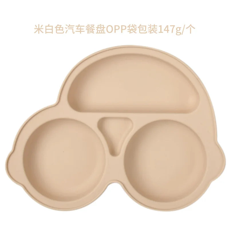Baby Safe Sucker Silicone Dining Plate Solid Cute Cartoon Children Dishes Suction Toddler Training Tableware Kids Feeding Bowls