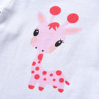 Newborn Baby Girl Clothes Long Sleeve Giraffe Print Romper Tops Dot Pants With Hat Infant Outfits Set