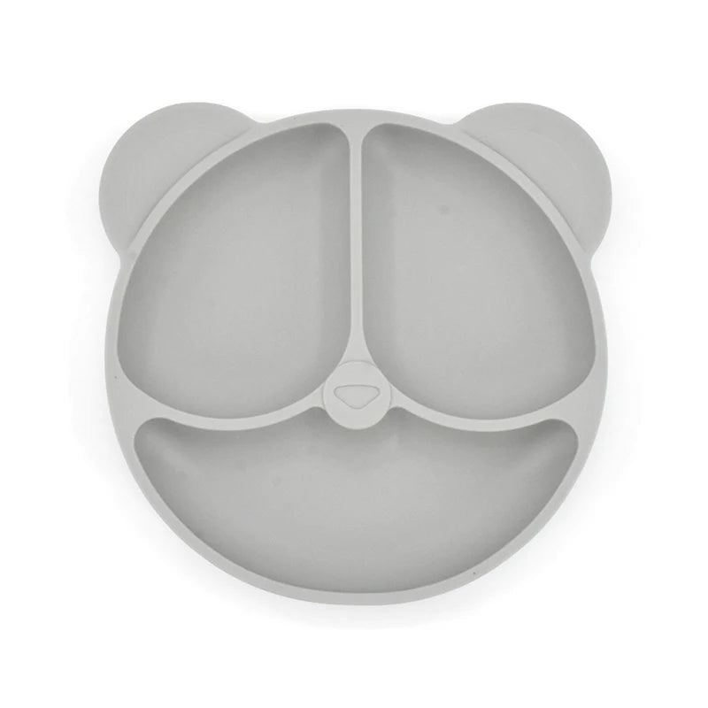 Baby Safe Sucker Silicone Dining Plate Solid Cute Cartoon Children Dishes Suction Toddler Training Tableware Kids Feeding Bowls