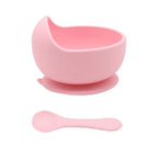 Baby silicone complementary food feeding bowl spoon set with suction cup for strong suction
