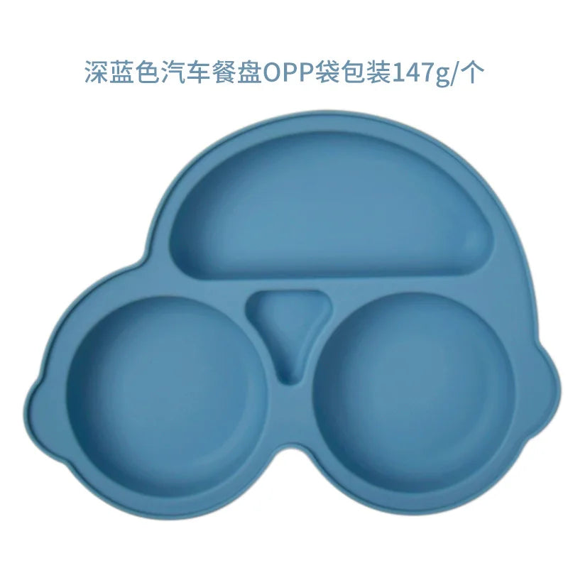Baby Safe Sucker Silicone Dining Plate Solid Cute Cartoon Children Dishes Suction Toddler Training Tableware Kids Feeding Bowls