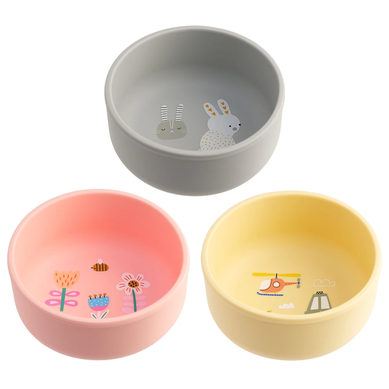 1PCS Baby Weaning Bowl Silicone Cartoon Pattern BPA Free Non Toxic Dishwasher Safe Food Feeding Container Tableware Baby Stuff