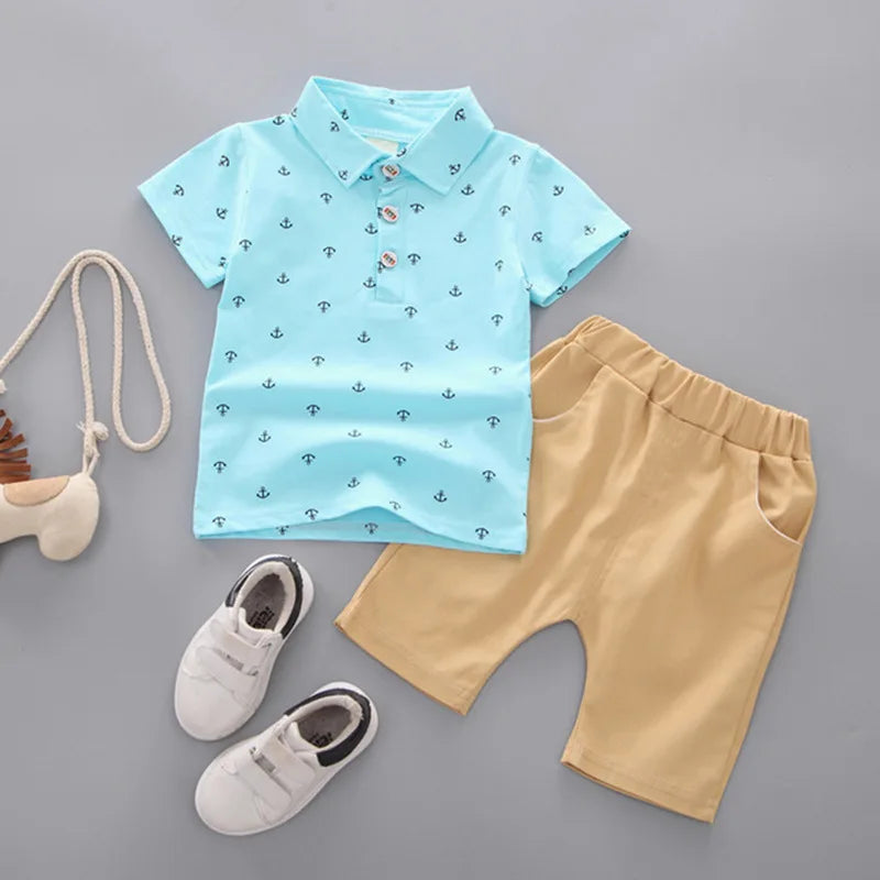 Boys Summer Clothes Set T-Shirt and Shorts 2pcs Outfit