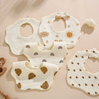 3 Baby Bibs, Soft Petal-Printed Baby Saliva Towels, Universal Feeding Bibs for Babies, Suitable for Use at Home and When Going Out