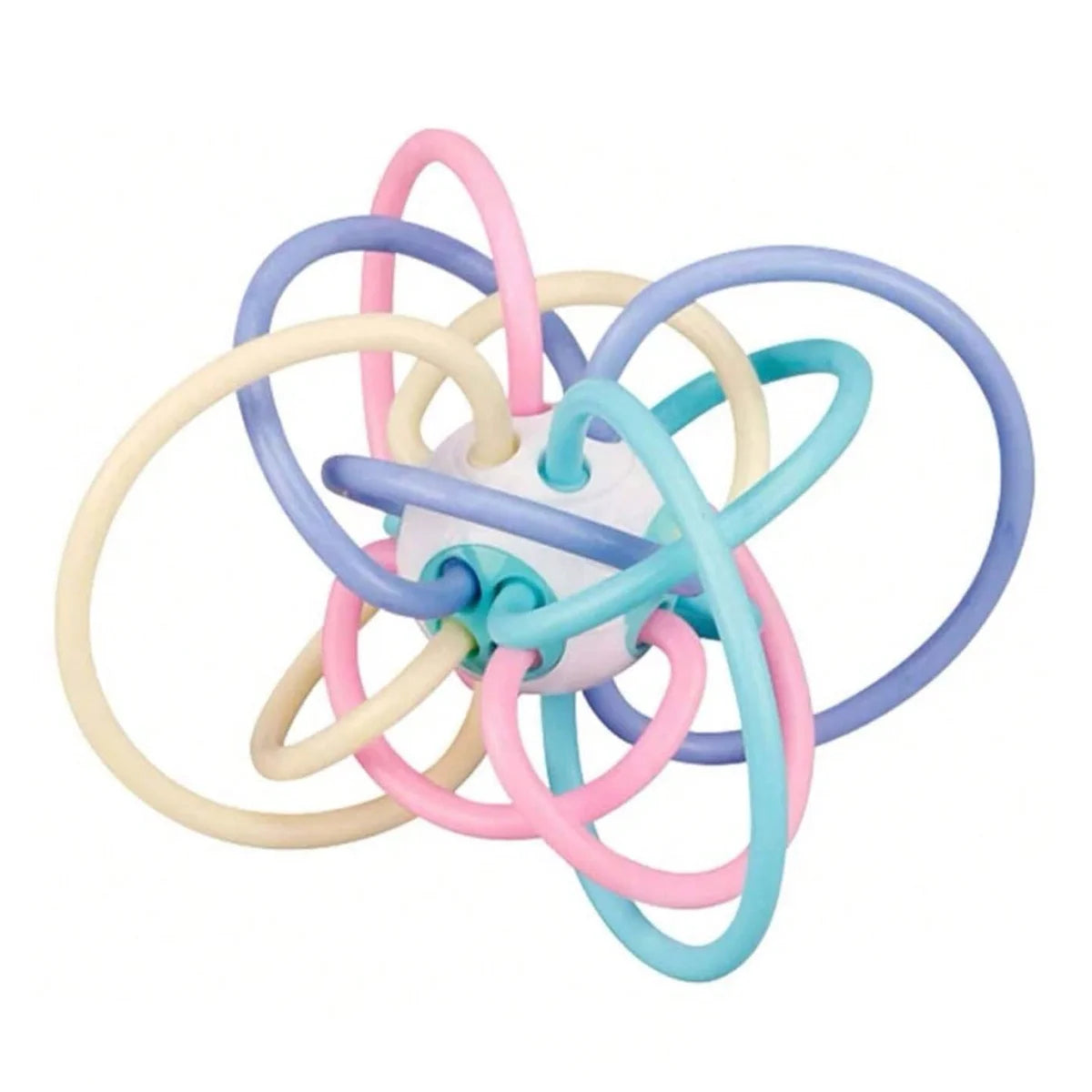 Baby Manhattan Grasping Ball - 3-in-1 Teether, Rattle, and Soft Rubber Grasping Toy for Early Education and Teething Relief