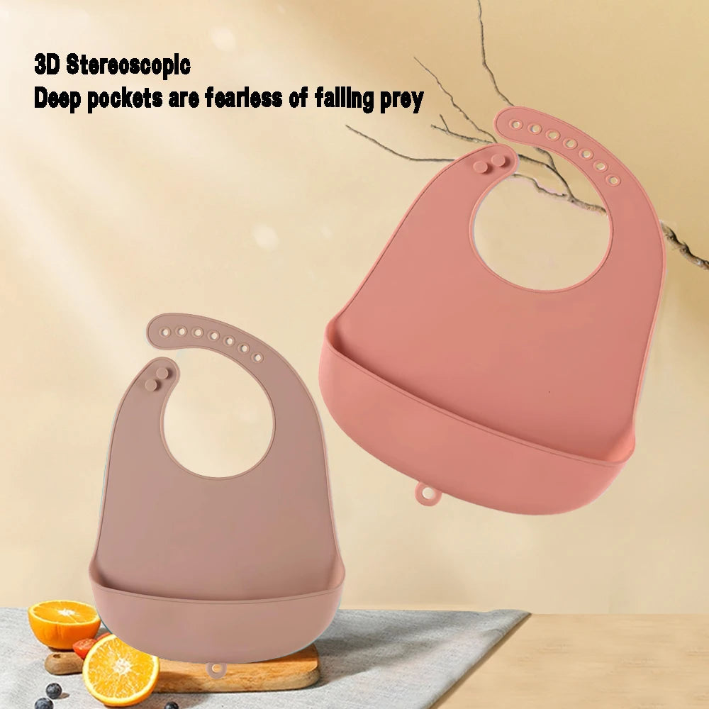 1/2pcs Food Grade Silicone Baby Eating Bibs Easy to Clean Baby Bibs Drool Towels Waterproof Children Silicone Drool Bibs