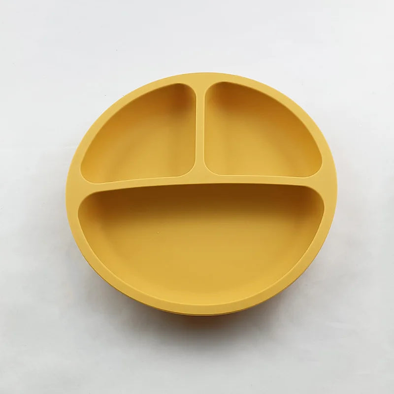 Baby Safe Sucker Silicone Dining Plate Solid Cute Cartoon Children Dishes Suction Toddler Training Tableware Kids Feeding Bowls