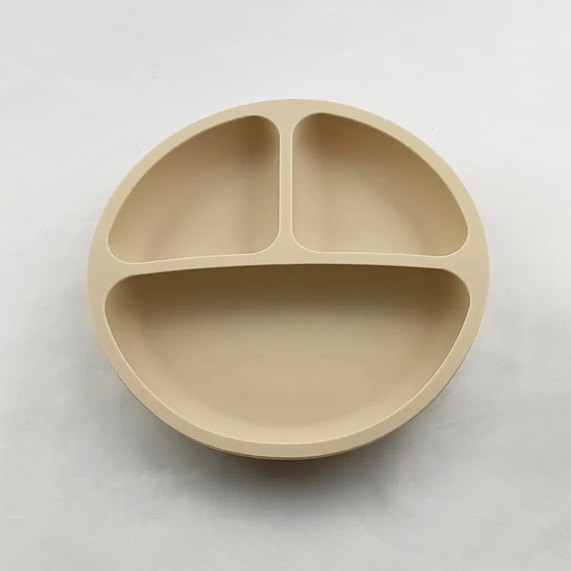 Baby Safe Sucker Silicone Dining Plate Solid Cute Cartoon Children Dishes Suction Toddler Training Tableware Kids Feeding Bowls