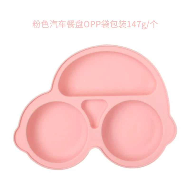 Baby Safe Sucker Silicone Dining Plate Solid Cute Cartoon Children Dishes Suction Toddler Training Tableware Kids Feeding Bowls