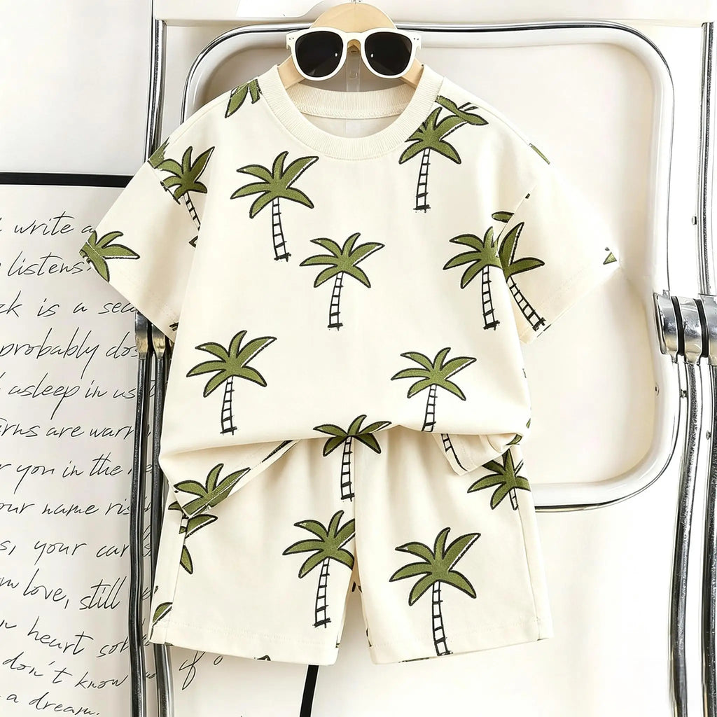 Toddler Animal Print Summer Outfit Set 2pcs Tee and Shorts