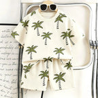 Toddler Animal Print Summer Outfit Set 2pcs Tee and Shorts