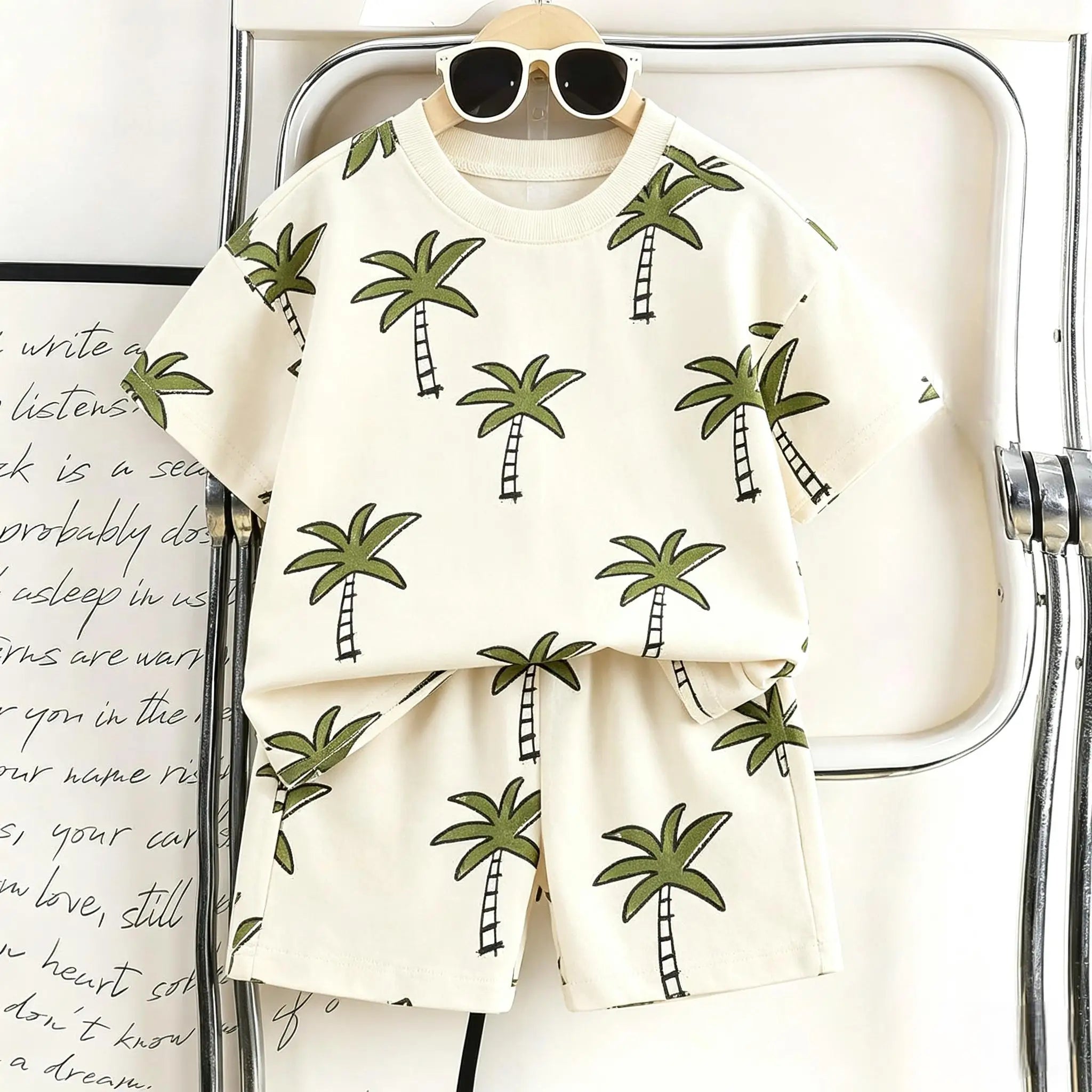 Toddler Animal Print Summer Outfit Set 2pcs Tee and Shorts