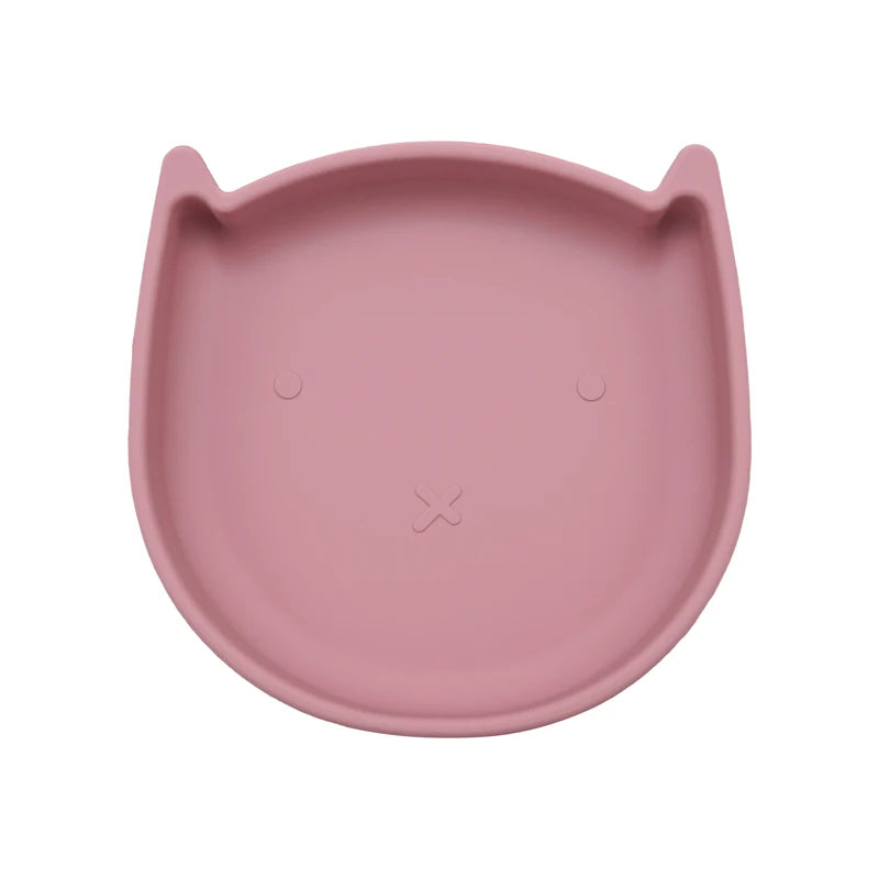 Silicone Cookware Cartoon Animal Feeding Solid Food Baby Dishes Plate Toddle Training Non-slip Suction Tray Children's Tableware