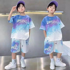 Boys Casual Summer Gradient T-Shirt and Shorts Set
