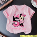 Minnie Mouse Girls Cotton T-Shirt Pink Birthday Tee