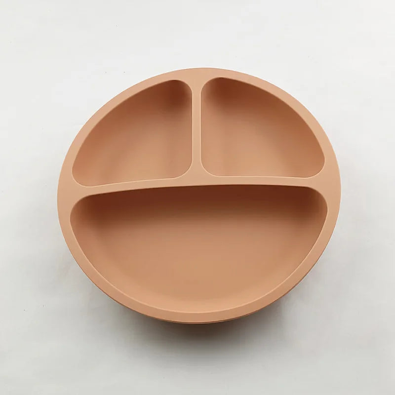 Baby Safe Sucker Silicone Dining Plate Solid Cute Cartoon Children Dishes Suction Toddler Training Tableware Kids Feeding Bowls