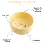 1PCS Baby Weaning Bowl Silicone Cartoon Pattern BPA Free Non Toxic Dishwasher Safe Food Feeding Container Tableware Baby Stuff