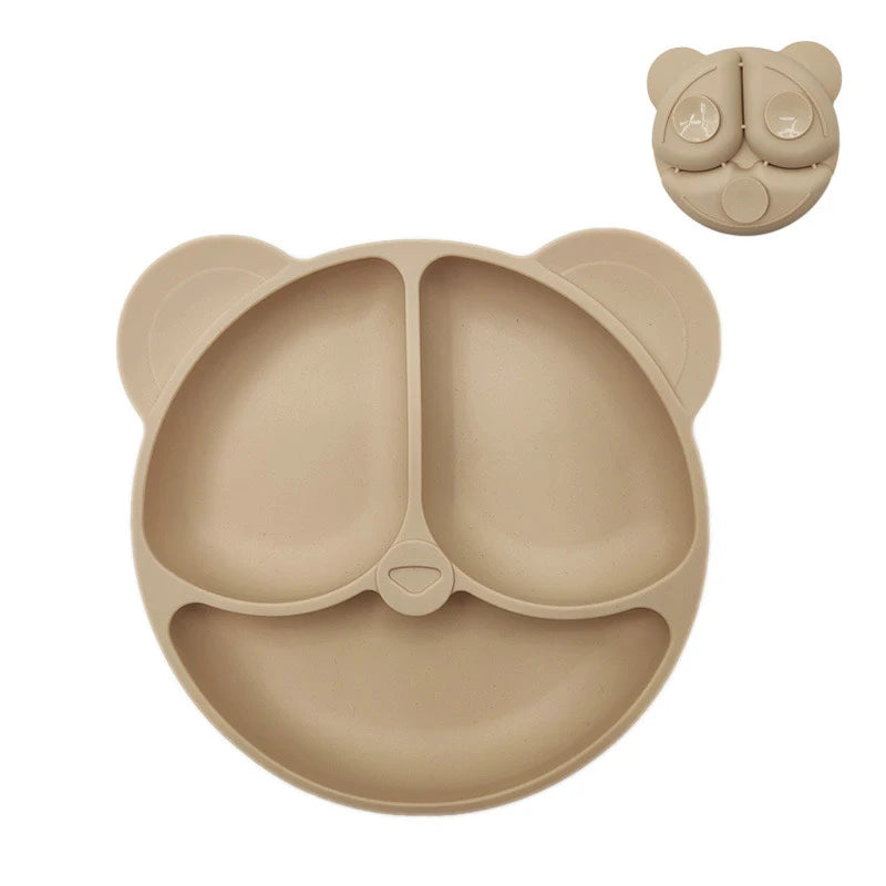 Baby Safe Sucker Silicone Dining Plate Solid Cute Cartoon Children Dishes Suction Toddler Training Tableware Kids Feeding Bowls