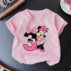 Minnie Mouse Girls Cotton T-Shirt Pink Birthday Tee