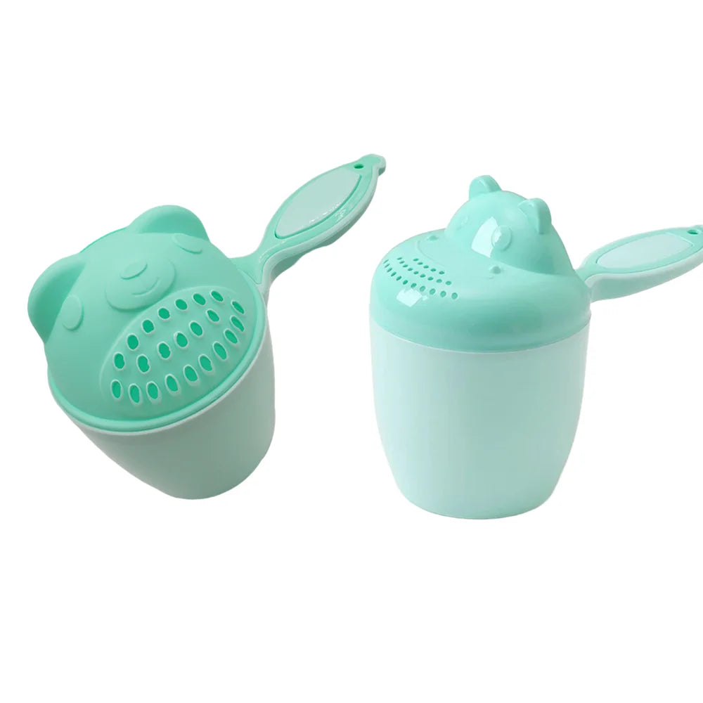 1PC Baby Cartoon Bear Bathing Cup Newborn Kid Shower Shampoo Cup Bailer Baby Kids Shower Water Spoon Bath Wash Cups for 3 Colors