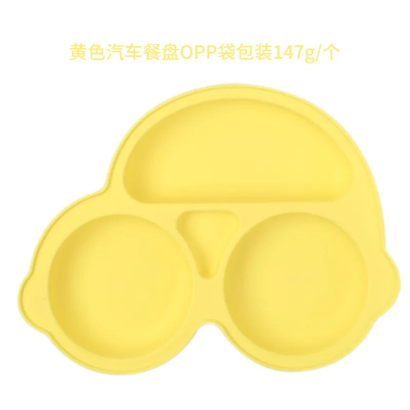 Baby Safe Sucker Silicone Dining Plate Solid Cute Cartoon Children Dishes Suction Toddler Training Tableware Kids Feeding Bowls