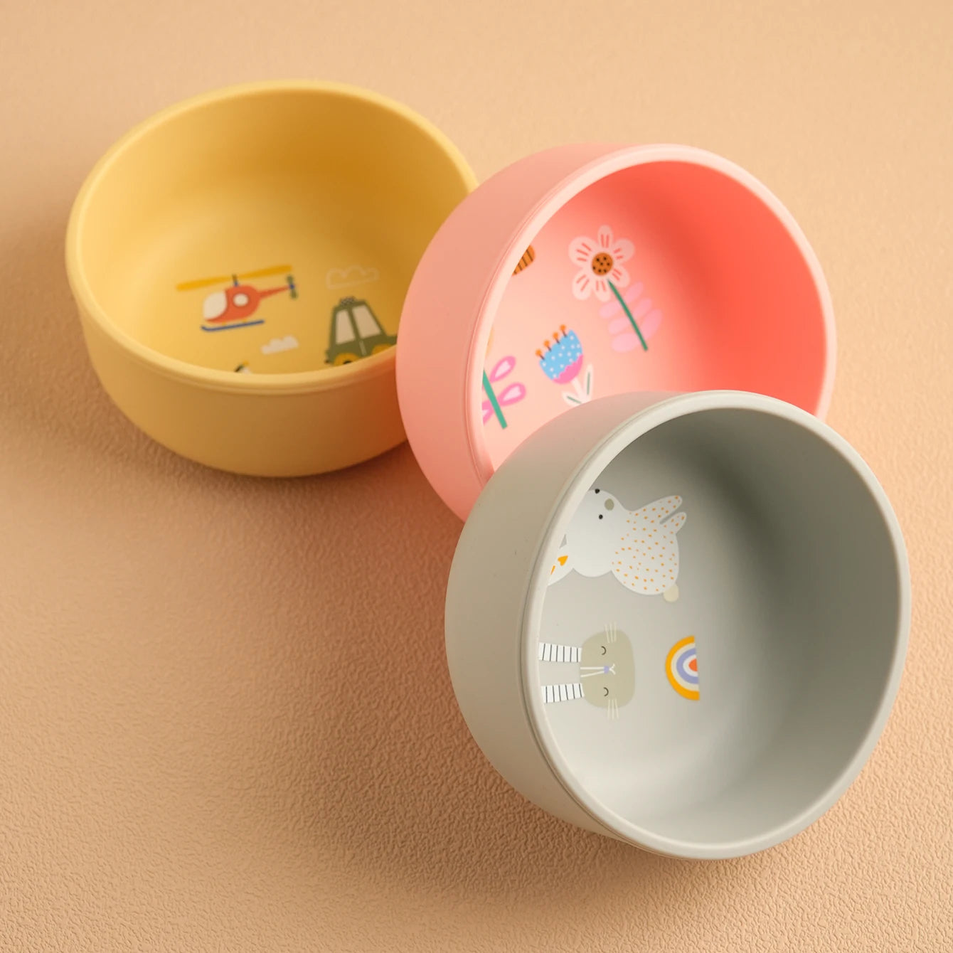 1PCS Baby Weaning Bowl Silicone Cartoon Pattern BPA Free Non Toxic Dishwasher Safe Food Feeding Container Tableware Baby Stuff