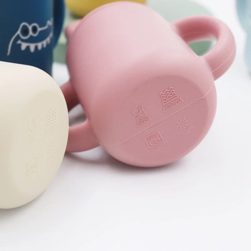 New cartoon 120ML Baby Silicone Sippy Cup BPA-Free Portable Storage Snack Container Feeding Cup  Leakproof trainer cup